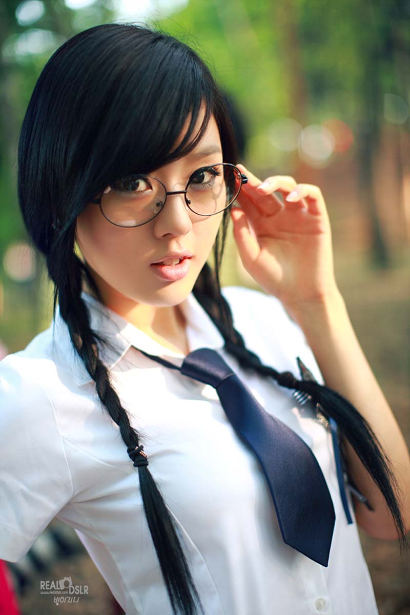 glasses Asian girl with