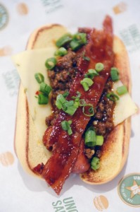 The Sichuan Chili dog with bacon.